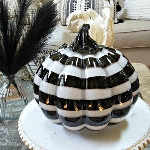 NEW! BOHO Goth HALLOWEEN HAND BLOWN GLASS PUMPKIN DECOR